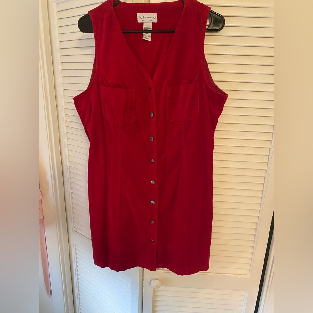 Christmas Red Overall Dress Vintage